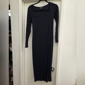 bebe Navy Long Sleeve Sweater Midi Dress